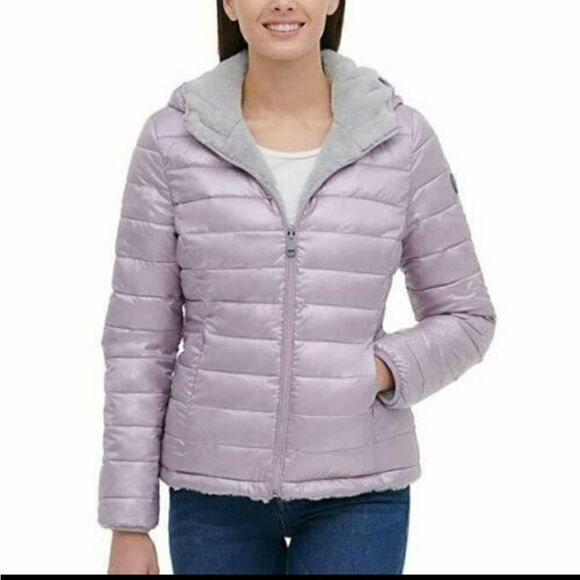 NWT! Luxe lilac reversible warm quilted jacket - Picture 1 of 15